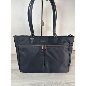 Karl Lagerfeld Paris Black Nylon Tote Bag Gold Hardware Shoulder Bag Work Travel